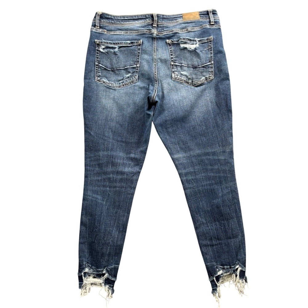 BKE Gabby Ankle Skinny Jeans Womens 31 Blue High Rise Curvy Distressed Hem - Picture 2 of 10